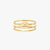 14K Gold Heart Ring Stack