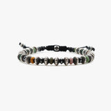 Multicolored beaded bracelet on a white background