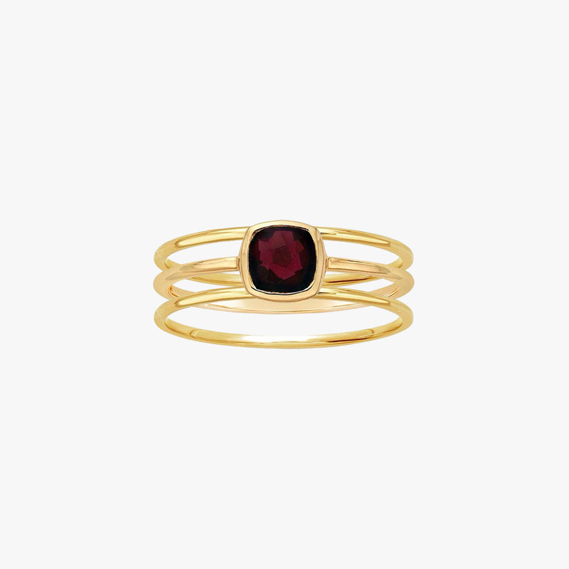 Garnet, 14K Gold Ring Stack
