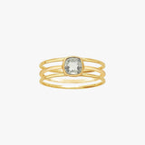 Light Green Amethyst, 14K Gold Ring Stack