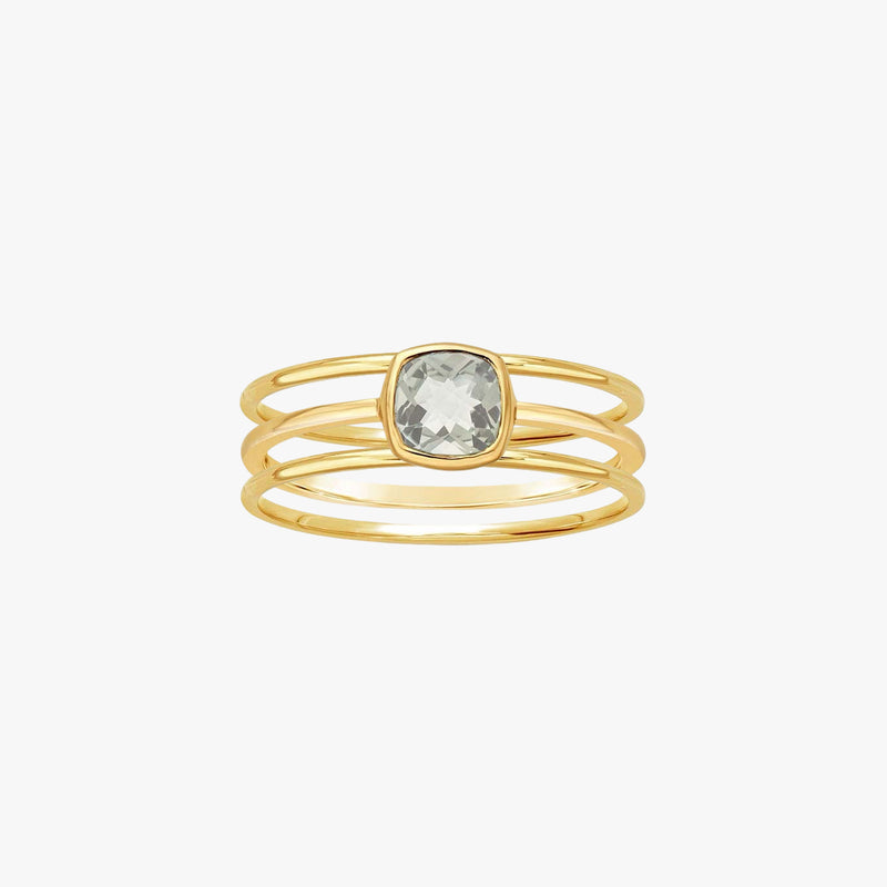 Light Green Amethyst, 14K Gold Ring Stack