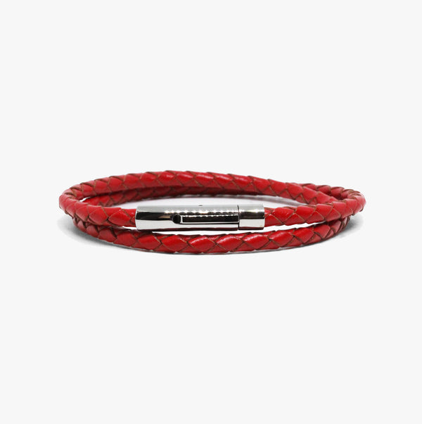 Braided Red Leather Wrap