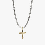 Rustic Solid Gold Cross Necklace