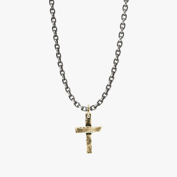 Rustic Solid Gold Cross Necklace