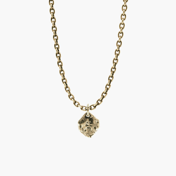 Rustic Solid Gold Medallion Necklace