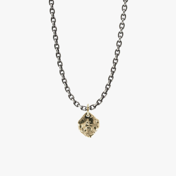 Rustic Solid Gold Medallion Necklace
