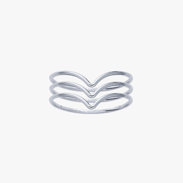 Small Silver Wave Stack