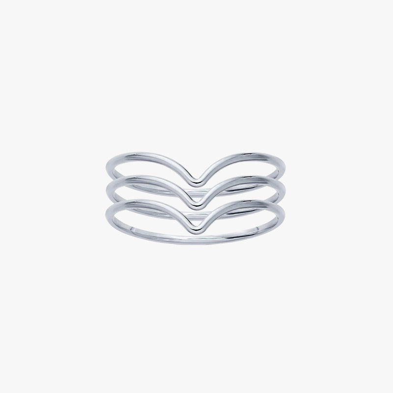 Small Silver Wave Stack