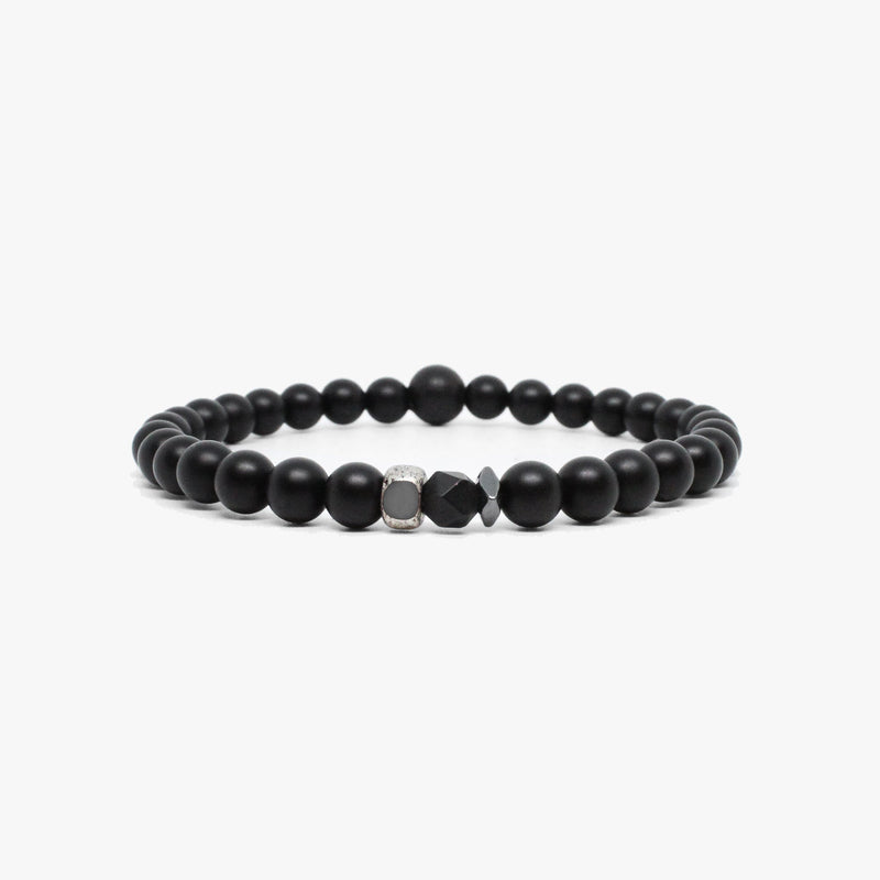 Black Onyx, Silver Czech Glass