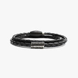 Sterling Coil, Braided Leather Wrap