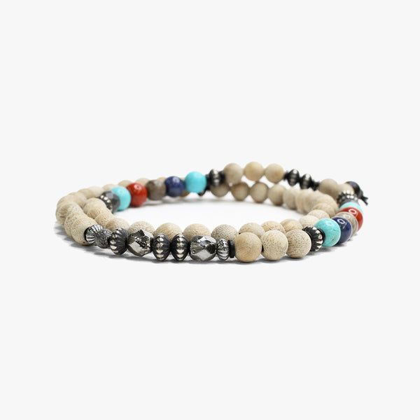 White Wood, Sterling and Gemstone