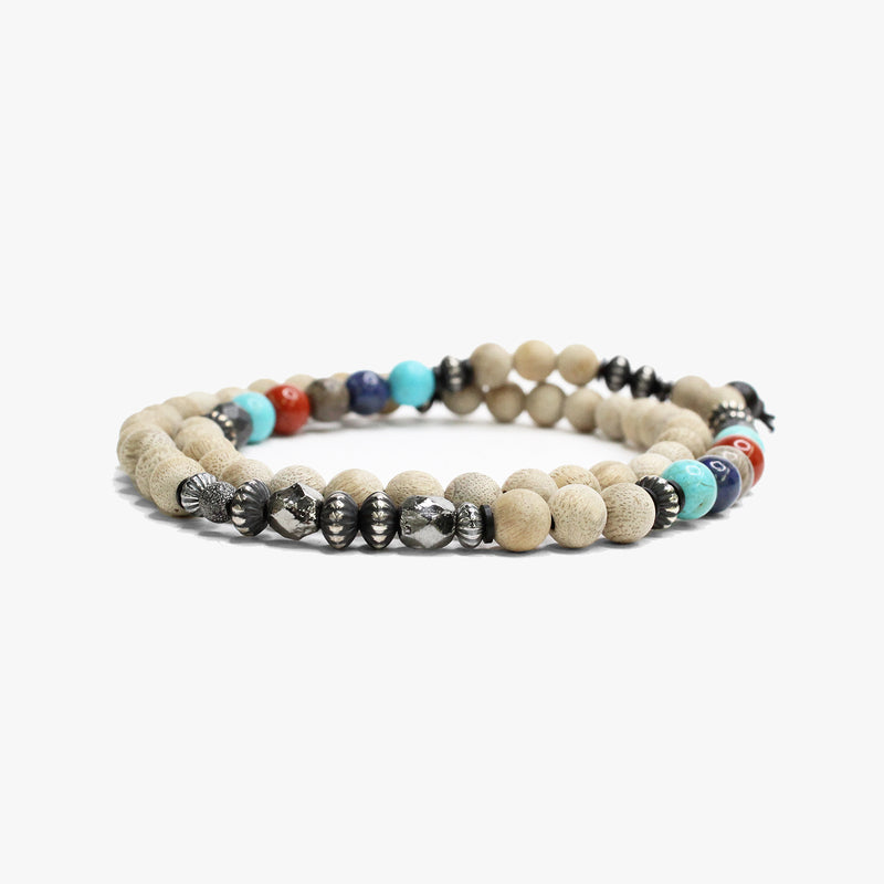 White Wood, Sterling and Gemstone